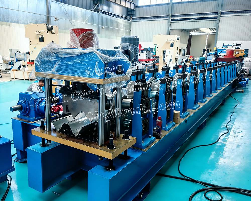 Highway Double Wave Guardrail Roll Forming Machine | Automatic Hydraulic Punching & Cutting Integrated Machine