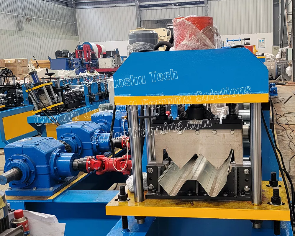 Highway Double Wave Guardrail Roll Forming Machine | Automatic Hydraulic Punching & Cutting Integrated Machine